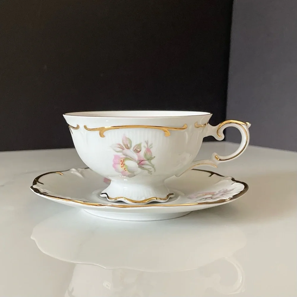 Wild Rose Cup & Saucer - Schuman Germany E&R Golden Crown